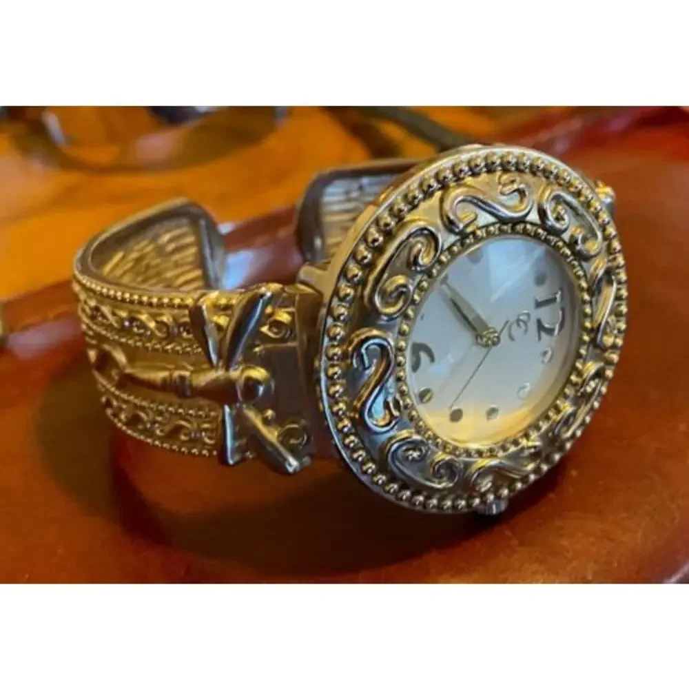 Women's Silver Tone Charming Charlie Bangle Bracelet Watch